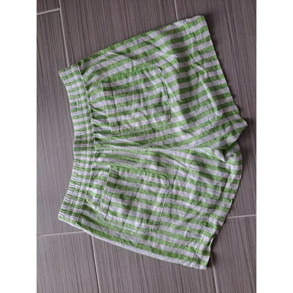 Lot of 2 Linen Bld L Old Navy Striped Lounge Shorts Pink & Green Elastic Waist - Picture 9 of 11